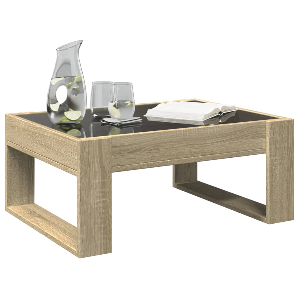 Table basse avec LED infini chêne sonoma 70x53x30 cm - Tables basses
