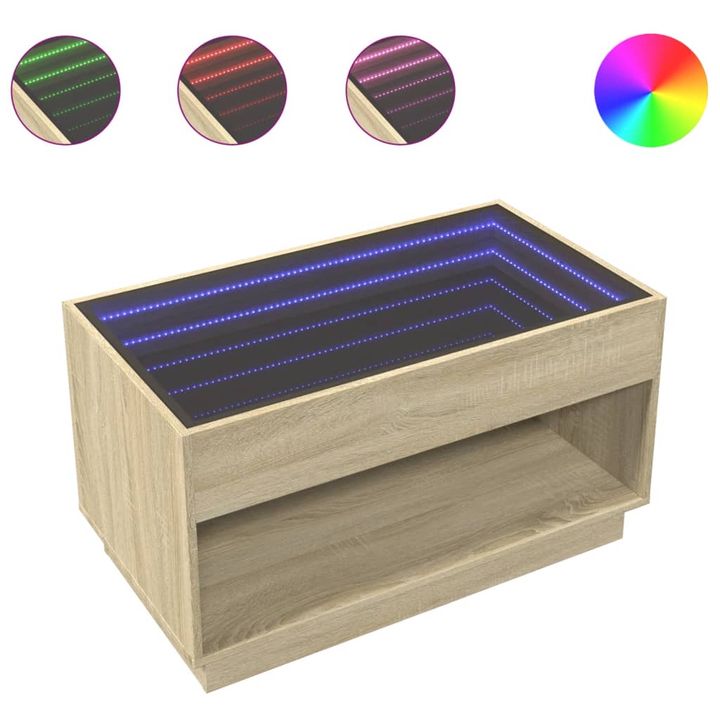 Table basse avec LED infini chêne sonoma 90x50x50 cm - Tables basses