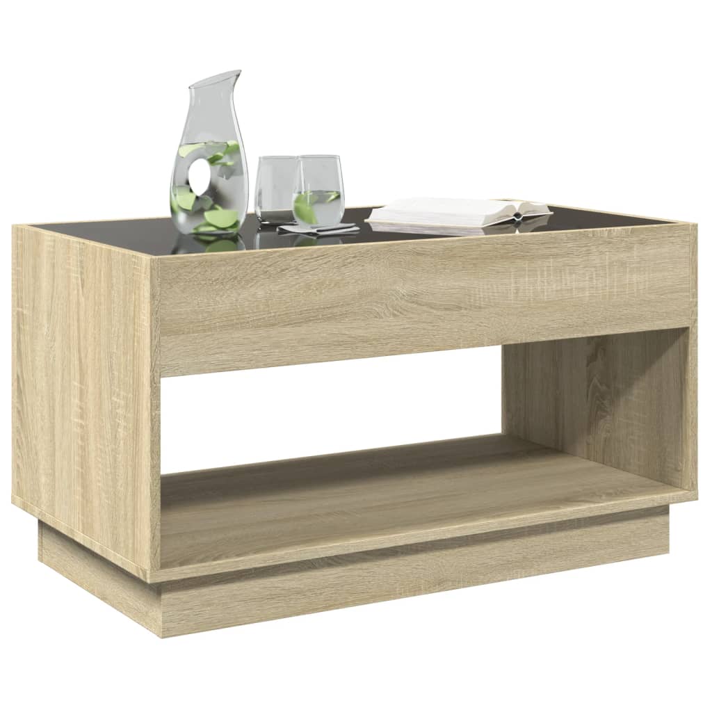 Table basse avec LED infini chêne sonoma 90x50x50 cm - Tables basses