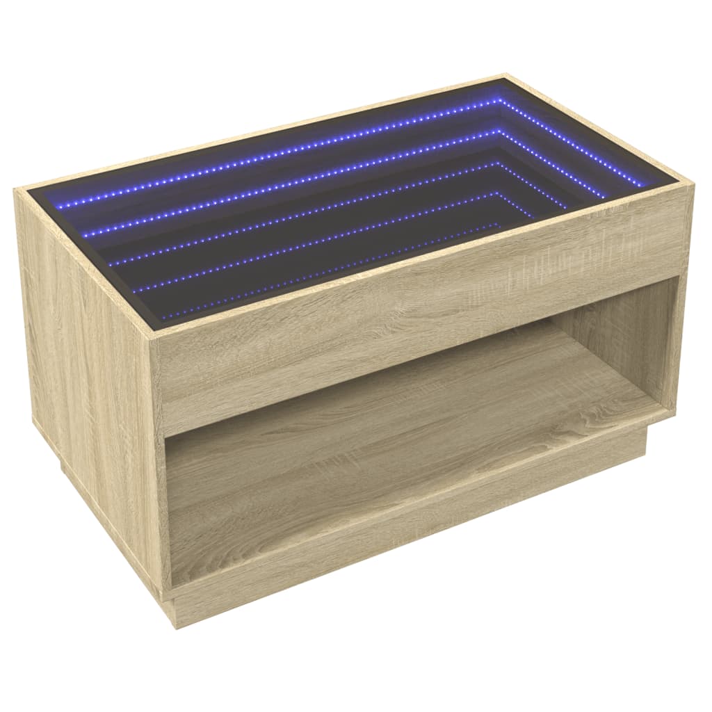 Table basse avec LED infini chêne sonoma 90x50x50 cm - Tables basses