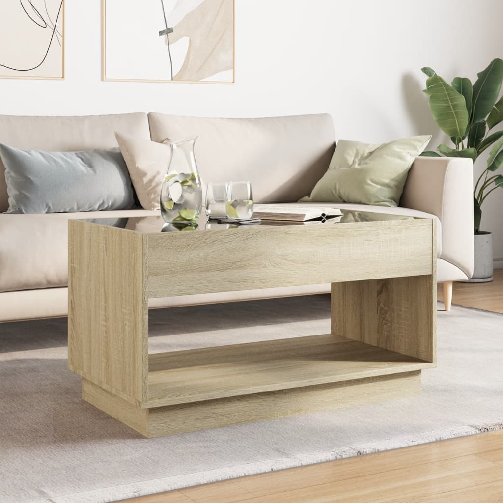 Table basse avec LED infini chêne sonoma 90x50x50 cm - Tables basses
