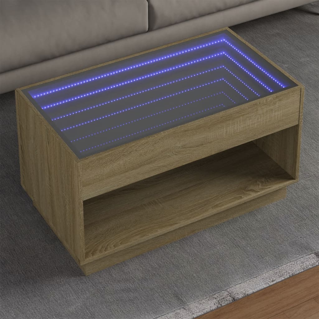 Table basse avec LED infini chêne sonoma 90x50x50 cm - Tables basses