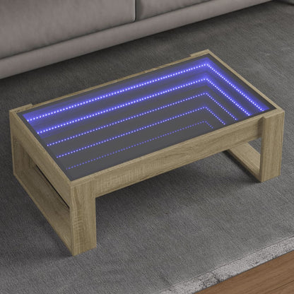 Table basse avec LED infini chêne sonoma 90x53x30 cm - Tables basses