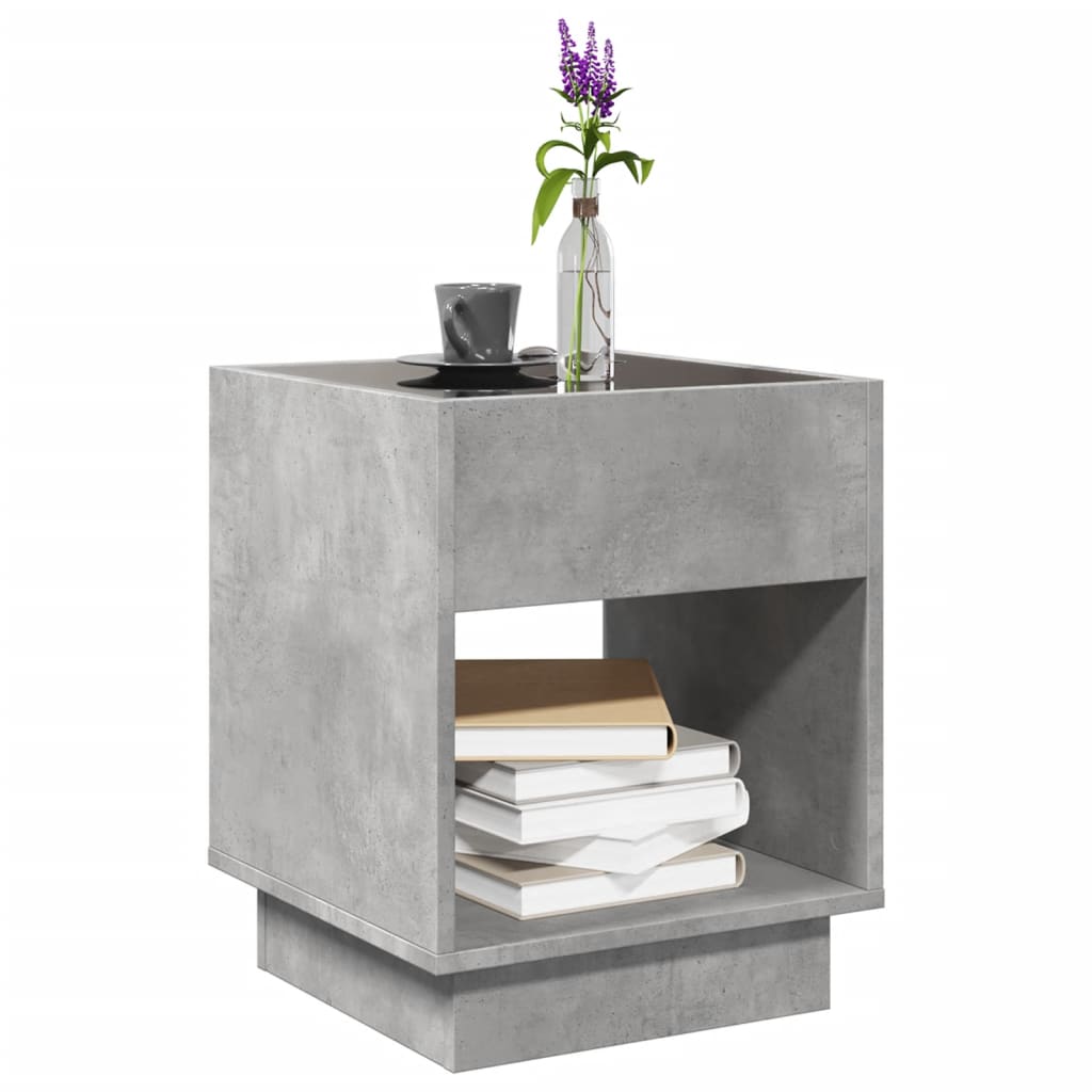 Table basse avec LED infini gris béton 40x40x50 cm - Tables basses
