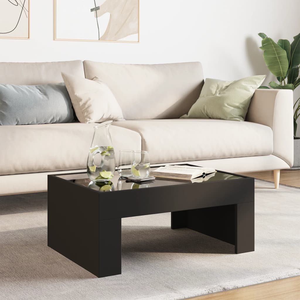 Table basse avec LED infini noir 70x50x30 cm - Tables basses