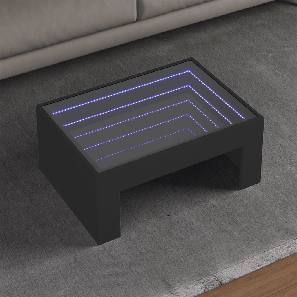 Table basse avec LED infini noir 70x50x30 cm - Tables basses
