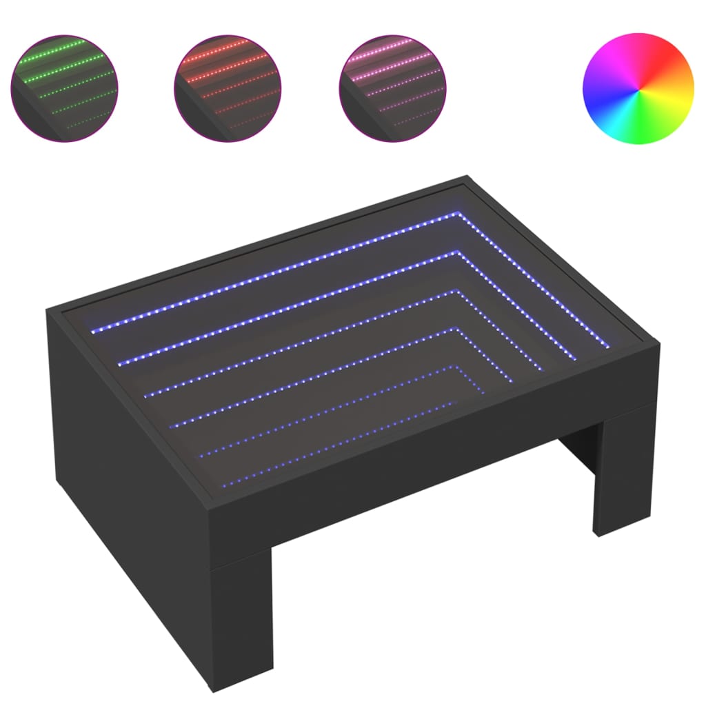 Table basse avec LED infini noir 70x50x30 cm - Tables basses