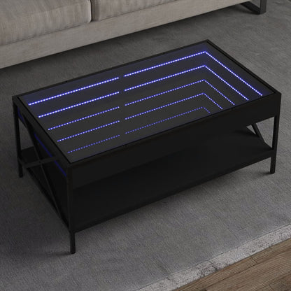 Table basse avec LED infini noir 90x50x38 cm - Tables basses