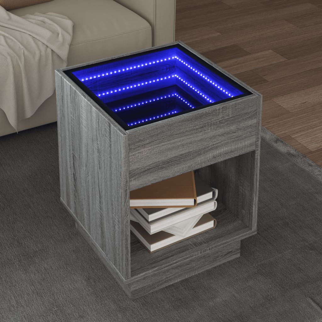 Table basse avec LED infini sonoma gris 40x40x50 cm - Tables basses