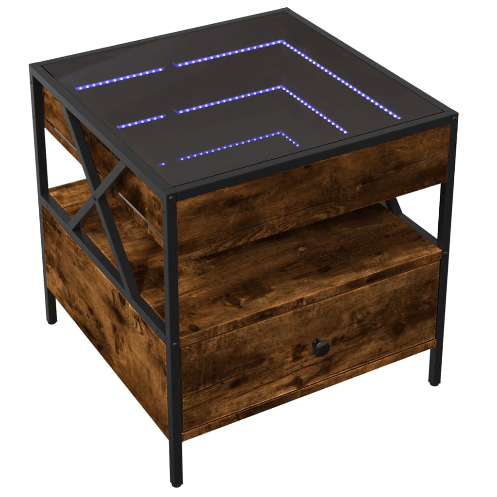 Table basse avec LED Infinity chêne fumé 50x50x51 cm - Tables basses