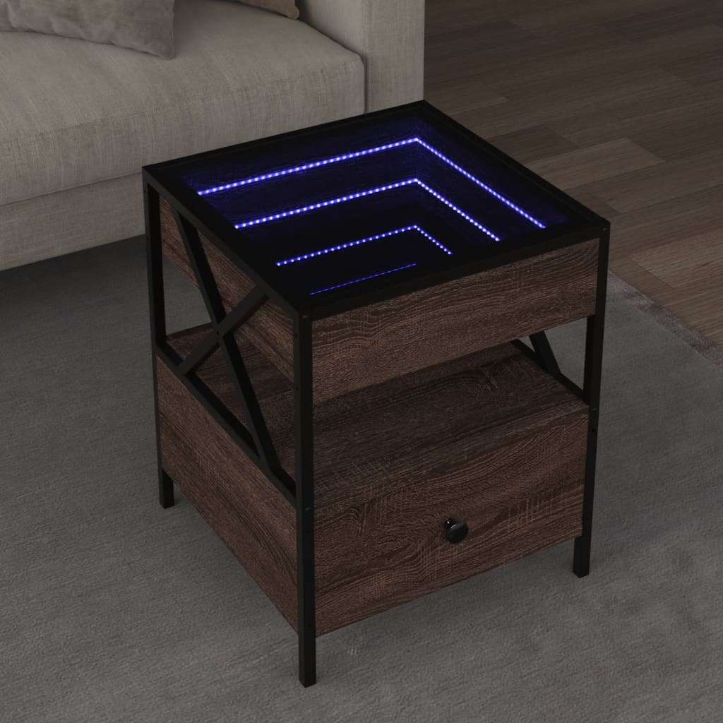 Table basse avec LED Infinity chêne marron 40x40x51 cm - Tables basses