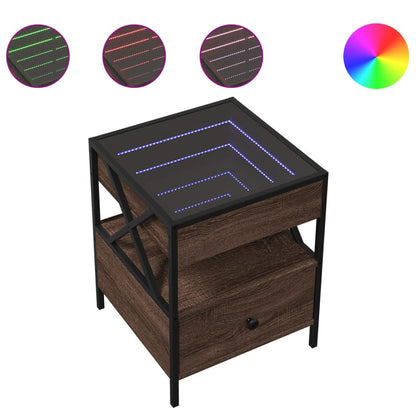 Table basse avec LED Infinity chêne marron 40x40x51 cm - Tables basses