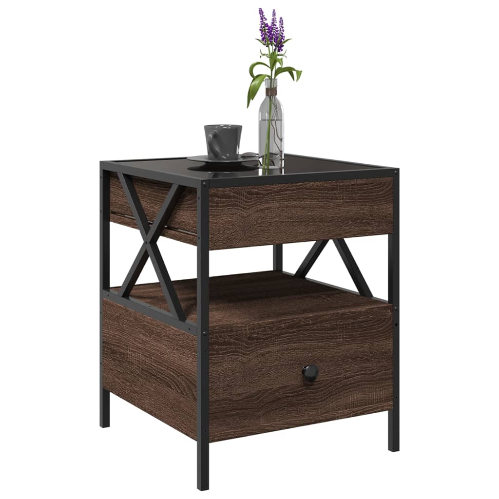 Table basse avec LED Infinity chêne marron 40x40x51 cm - Tables basses