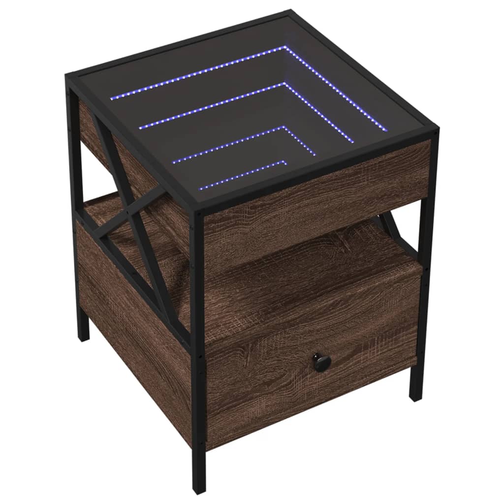 Table basse avec LED Infinity chêne marron 40x40x51 cm - Tables basses