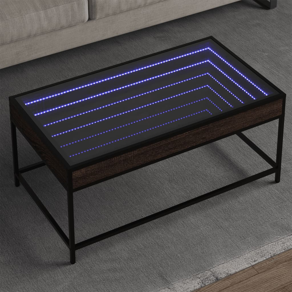 Table basse avec LED Infinity chêne marron 90x50x41 cm - Tables basses
