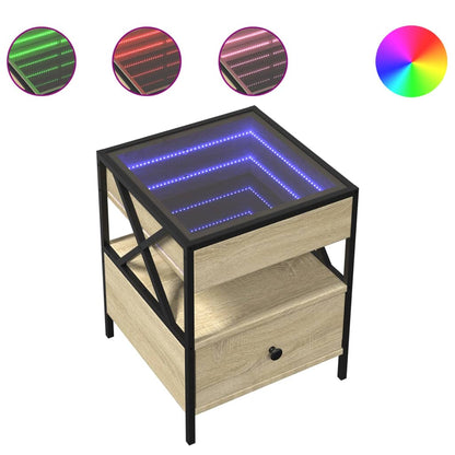 Table basse avec LED Infinity chêne sonoma 40x40x51 cm - Tables basses