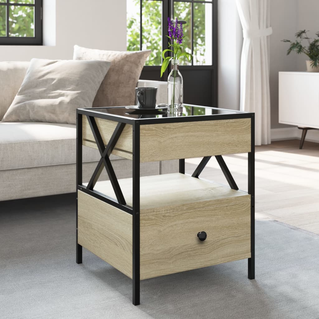 Table basse avec LED Infinity chêne sonoma 40x40x51 cm - Tables basses