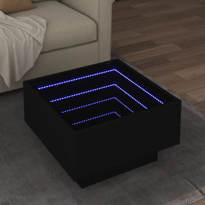 Table basse avec LED noir 50x50x30 cm bois d’ingénierie - Tables basses