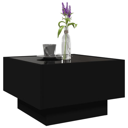 Table basse avec LED noir 50x50x30 cm bois d’ingénierie - Tables basses