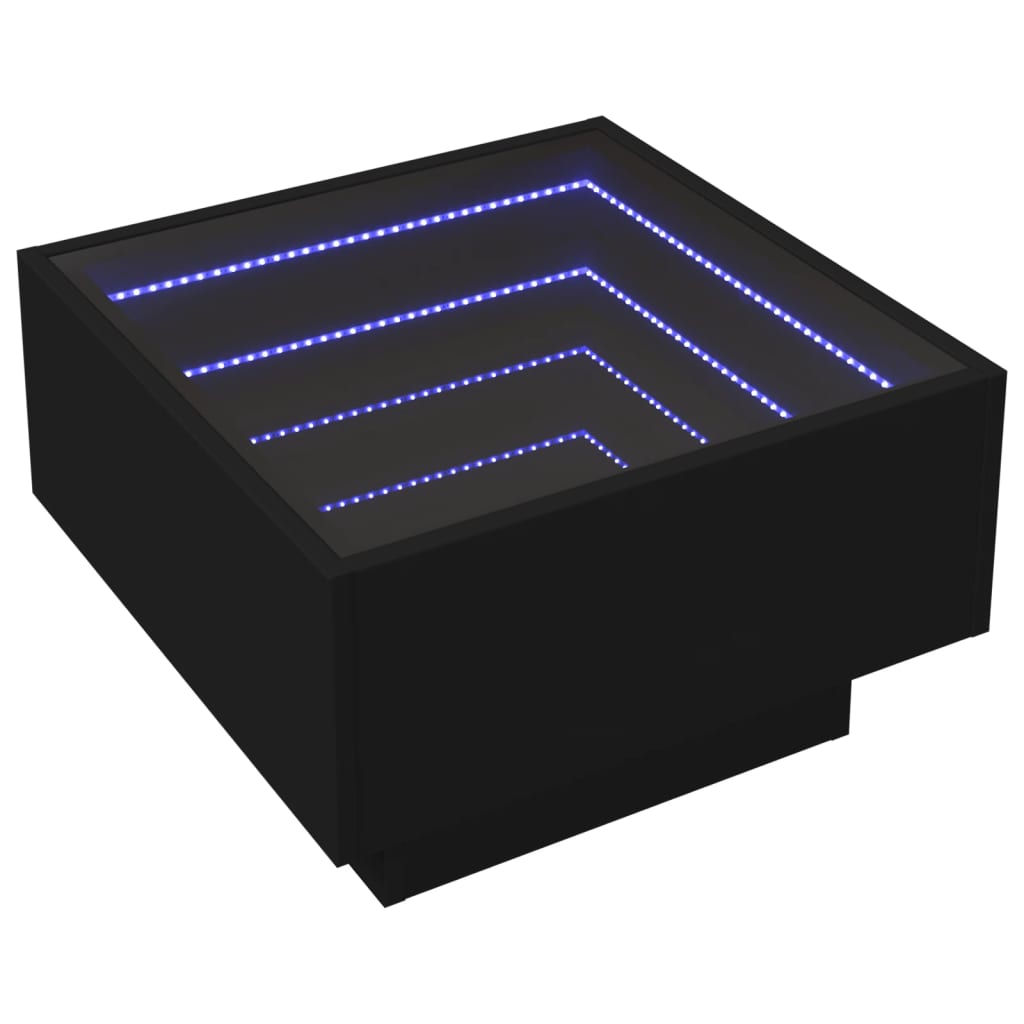 Table basse avec LED noir 50x50x30 cm bois d’ingénierie - Tables basses