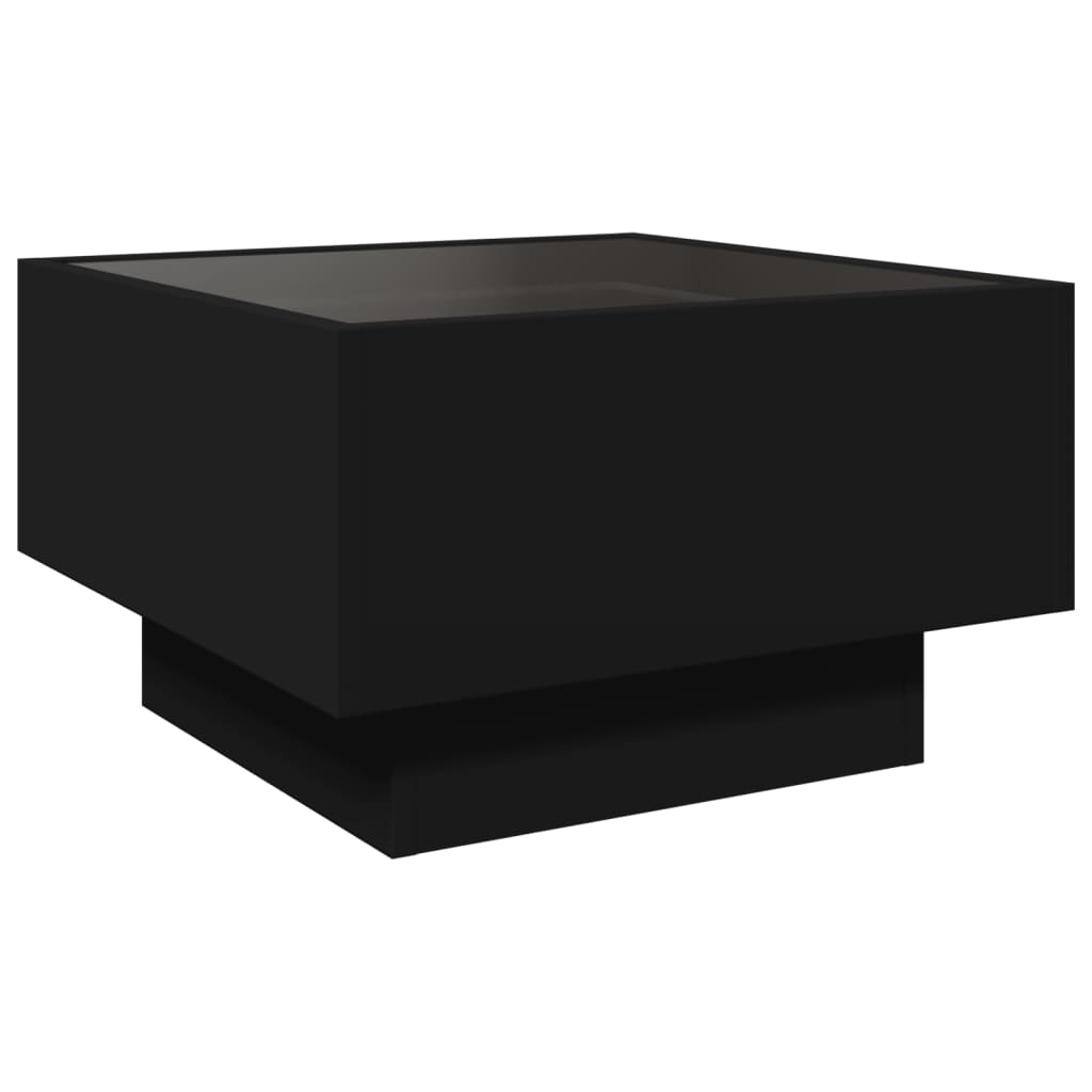 Table basse avec LED noir 50x50x30 cm bois d’ingénierie - Tables basses