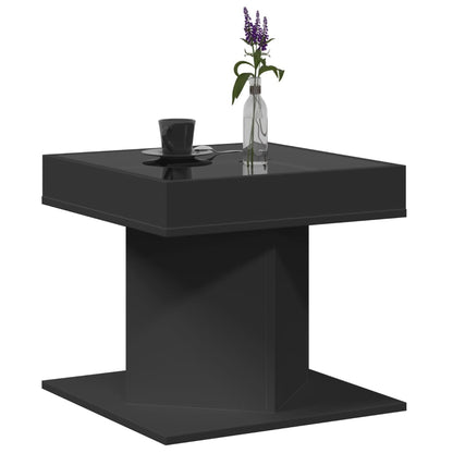 Table basse avec LED noir 50x50x45 cm bois d’ingénierie - Tables basses