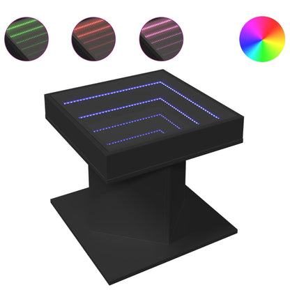 Table basse avec LED noir 50x50x45 cm bois d’ingénierie - Tables basses