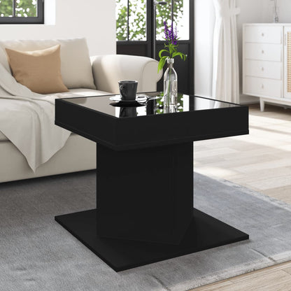 Table basse avec LED noir 50x50x45 cm bois d’ingénierie - Tables basses
