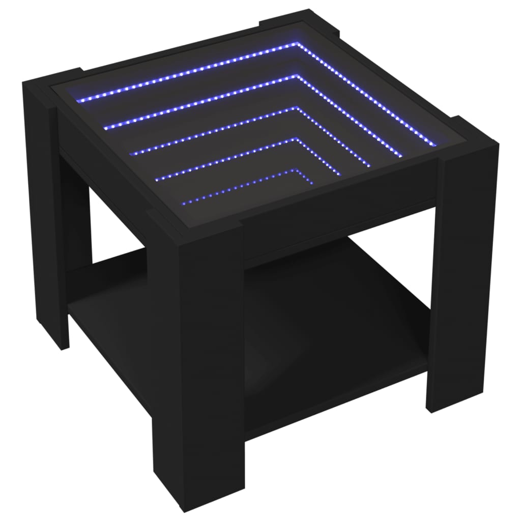 Table basse avec LED noir 53x53x45 cm bois d’ingénierie - Tables basses