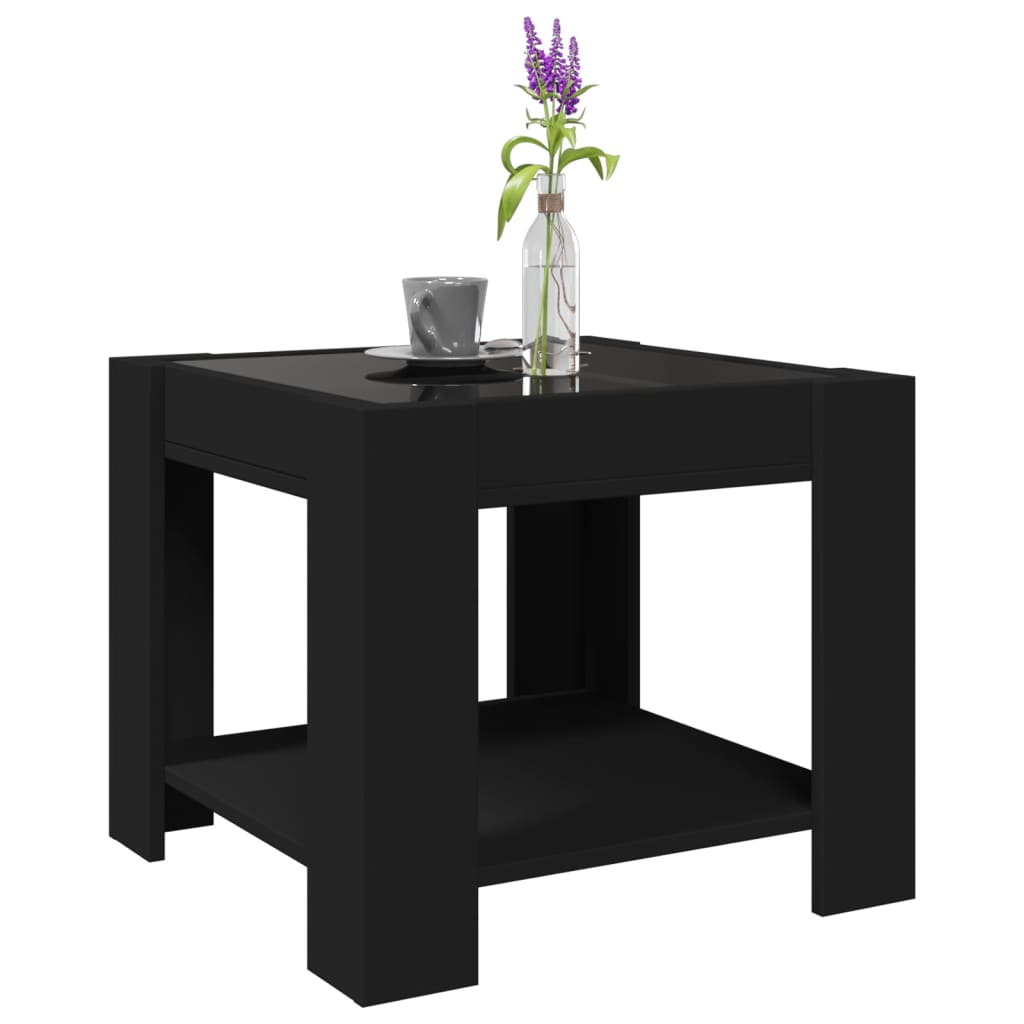 Table basse avec LED noir 53x53x45 cm bois d’ingénierie - Tables basses