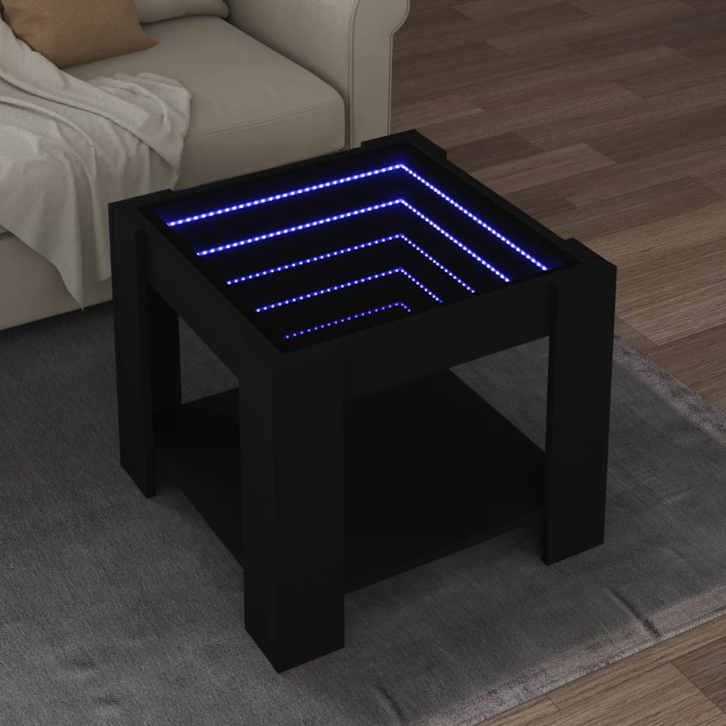 Table basse avec LED noir 53x53x45 cm bois d’ingénierie - Tables basses