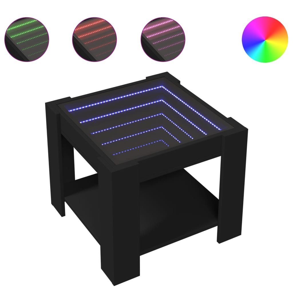 Table basse avec LED noir 53x53x45 cm bois d’ingénierie - Tables basses