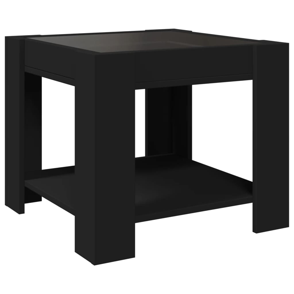 Table basse avec LED noir 53x53x45 cm bois d’ingénierie - Tables basses