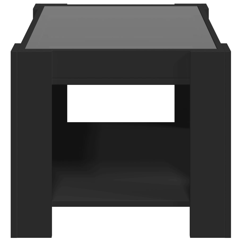 Table basse avec LED noir 73x53x45 cm bois d’ingénierie - Tables basses