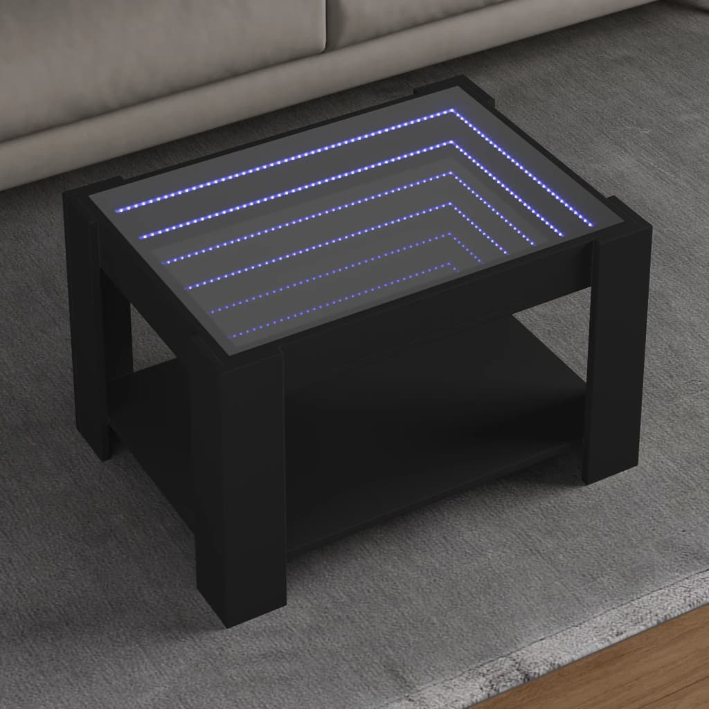 Table basse avec LED noir 73x53x45 cm bois d’ingénierie - Tables basses
