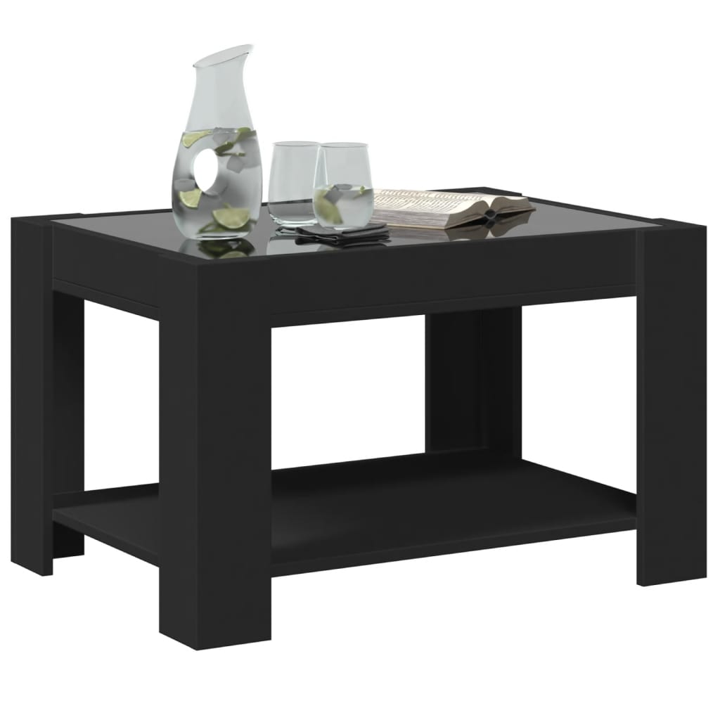 Table basse avec LED noir 73x53x45 cm bois d’ingénierie - Tables basses