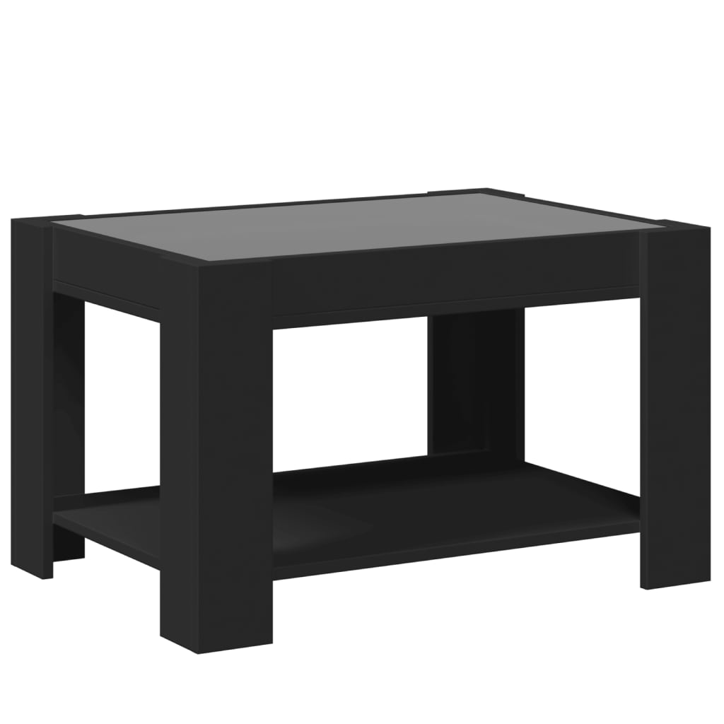 Table basse avec LED noir 73x53x45 cm bois d’ingénierie - Tables basses
