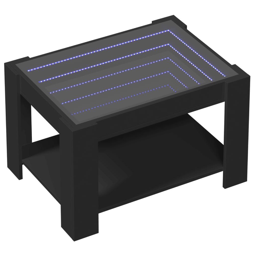 Table basse avec LED noir 73x53x45 cm bois d’ingénierie - Tables basses