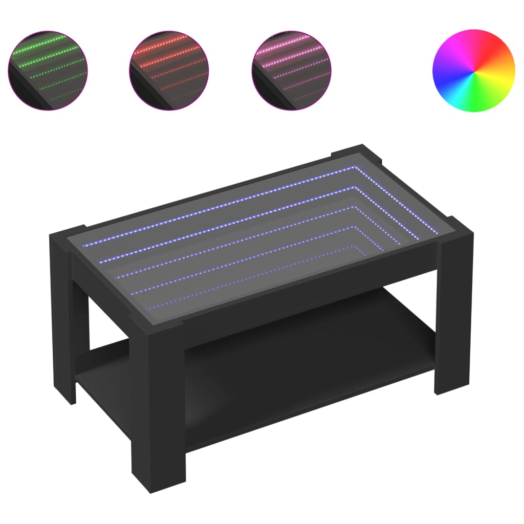 Table basse avec LED noir 93x53x45 cm bois d’ingénierie - Tables basses