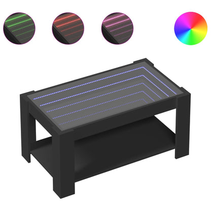 Table basse avec LED noir 93x53x45 cm bois d’ingénierie - Tables basses