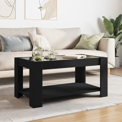 Table basse avec LED noir 93x53x45 cm bois d’ingénierie - Tables basses