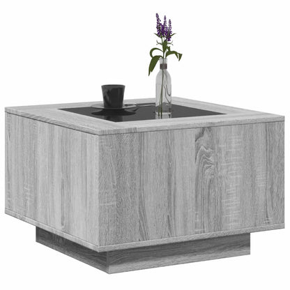 Table basse avec LED sonoma gris 60x60x40 cm bois d’ingénierie - Tables basses