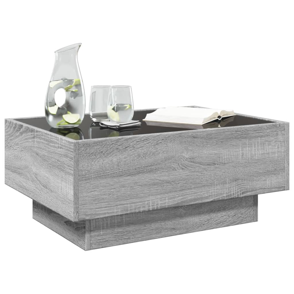 Table basse avec LED sonoma gris 70x50x30 cm bois d’ingénierie - Tables basses