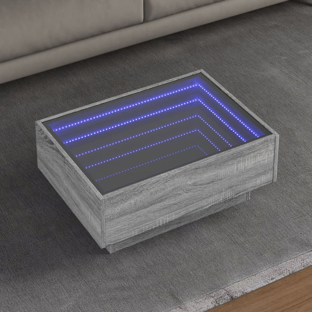 Table basse avec LED sonoma gris 70x50x30 cm bois d’ingénierie - Tables basses