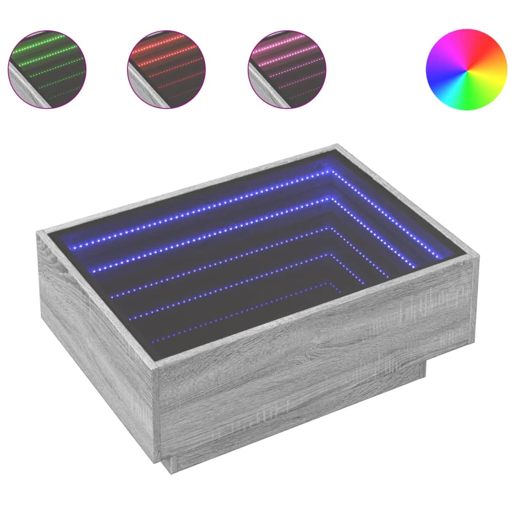Table basse avec LED sonoma gris 70x50x30 cm bois d’ingénierie - Tables basses