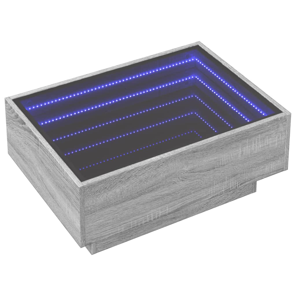 Table basse avec LED sonoma gris 70x50x30 cm bois d’ingénierie - Tables basses