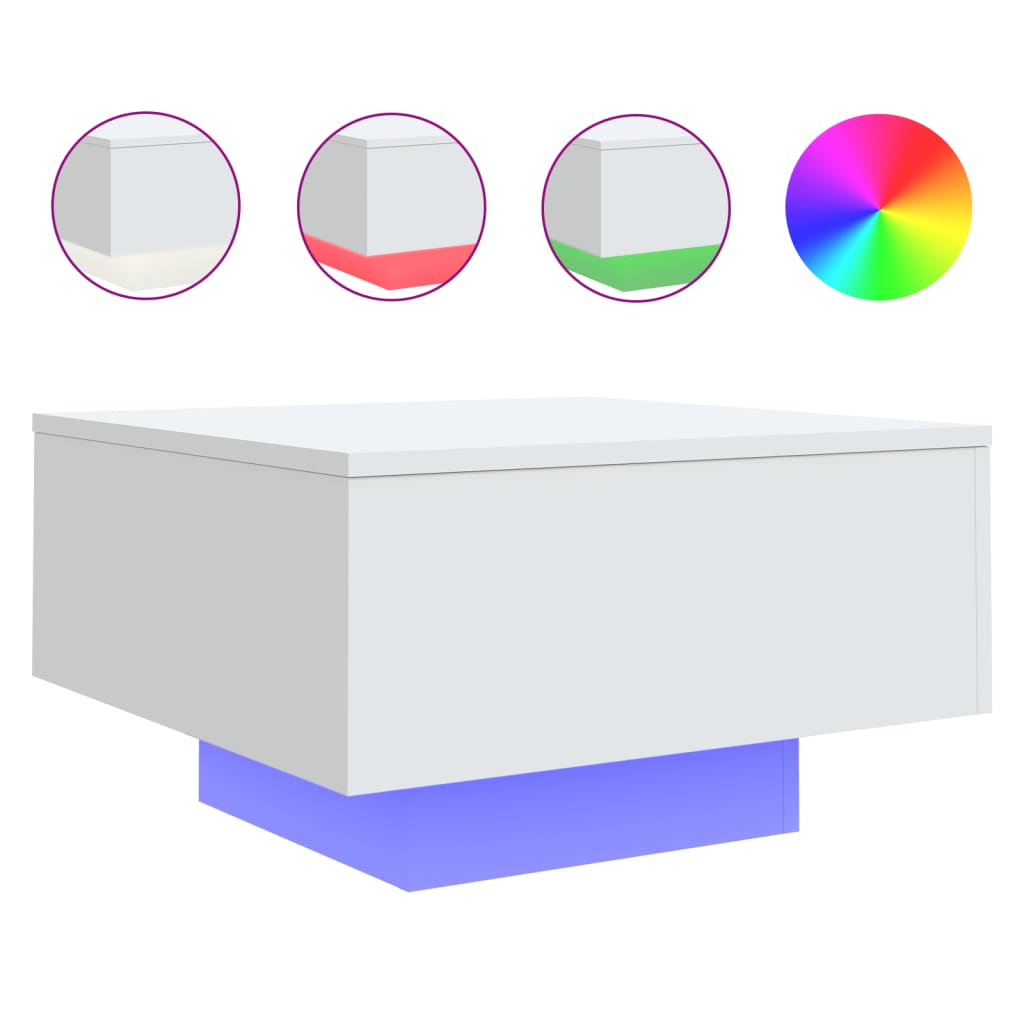 Table basse avec lumières LED blanc 55x55x31 cm - Tables basses