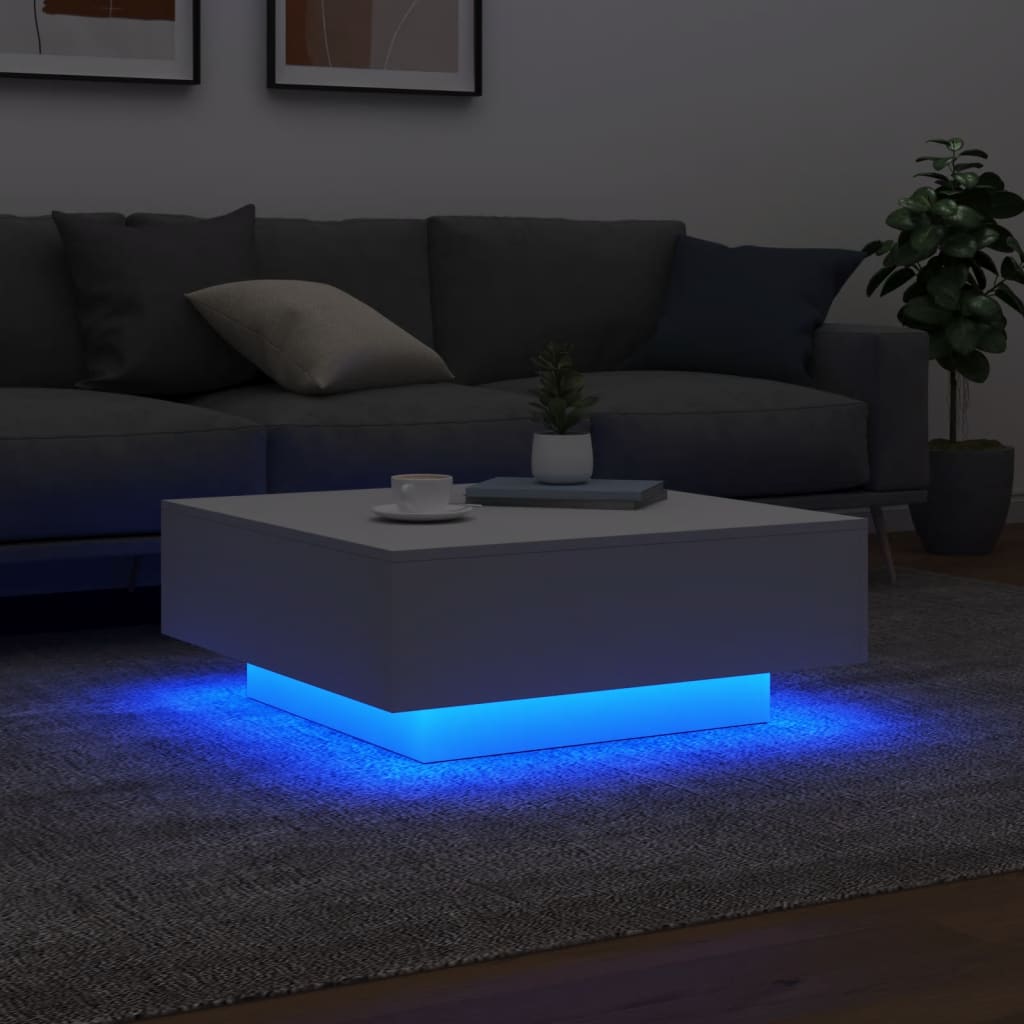 Table basse avec lumières LED blanc 80x80x31 cm - Tables basses