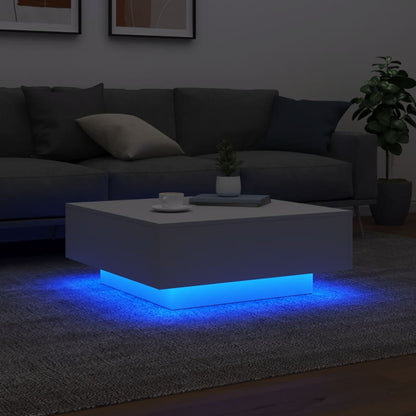 Table basse avec lumières LED blanc 80x80x31 cm - Tables basses