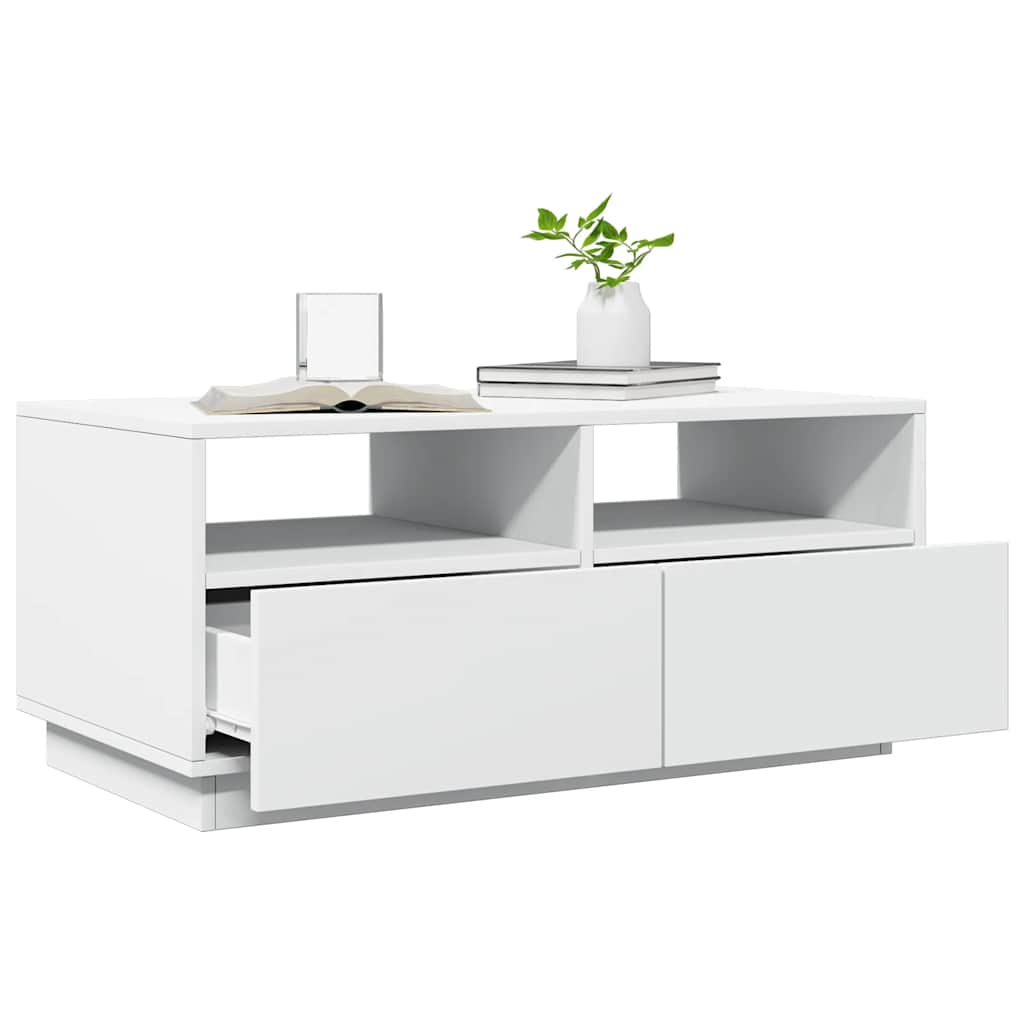 Table basse avec lumières LED blanc 90x49x40 cm - Tables basses